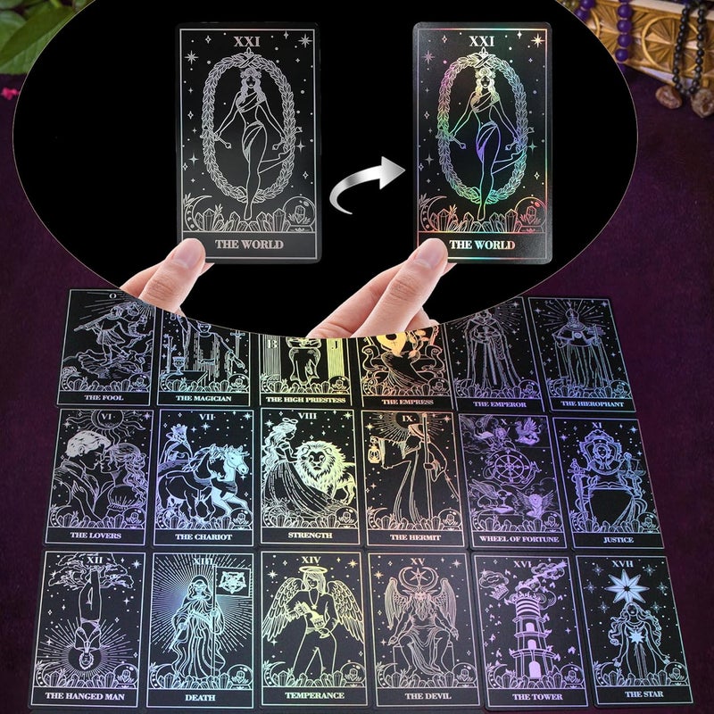 WJPC Silver Foil Edge Tarot Cards with Guide Book Set&Gift Box for Beginner& Expert. Original Design Tarot Cards Decks - Image 3
